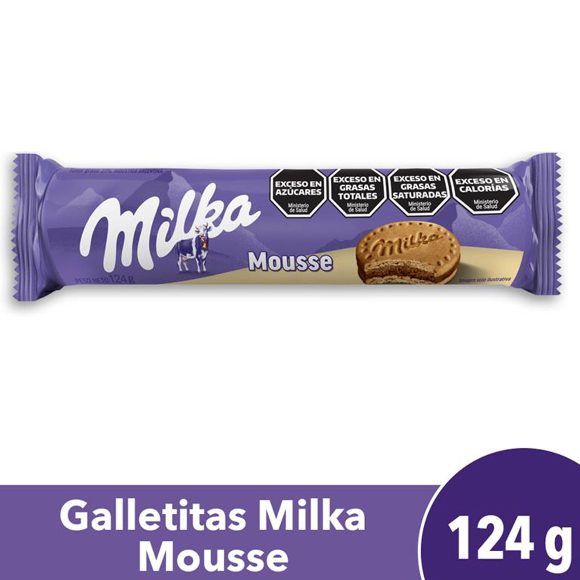 Galletitas dulce de vainilla Milka rellenas de mousse 124 grs