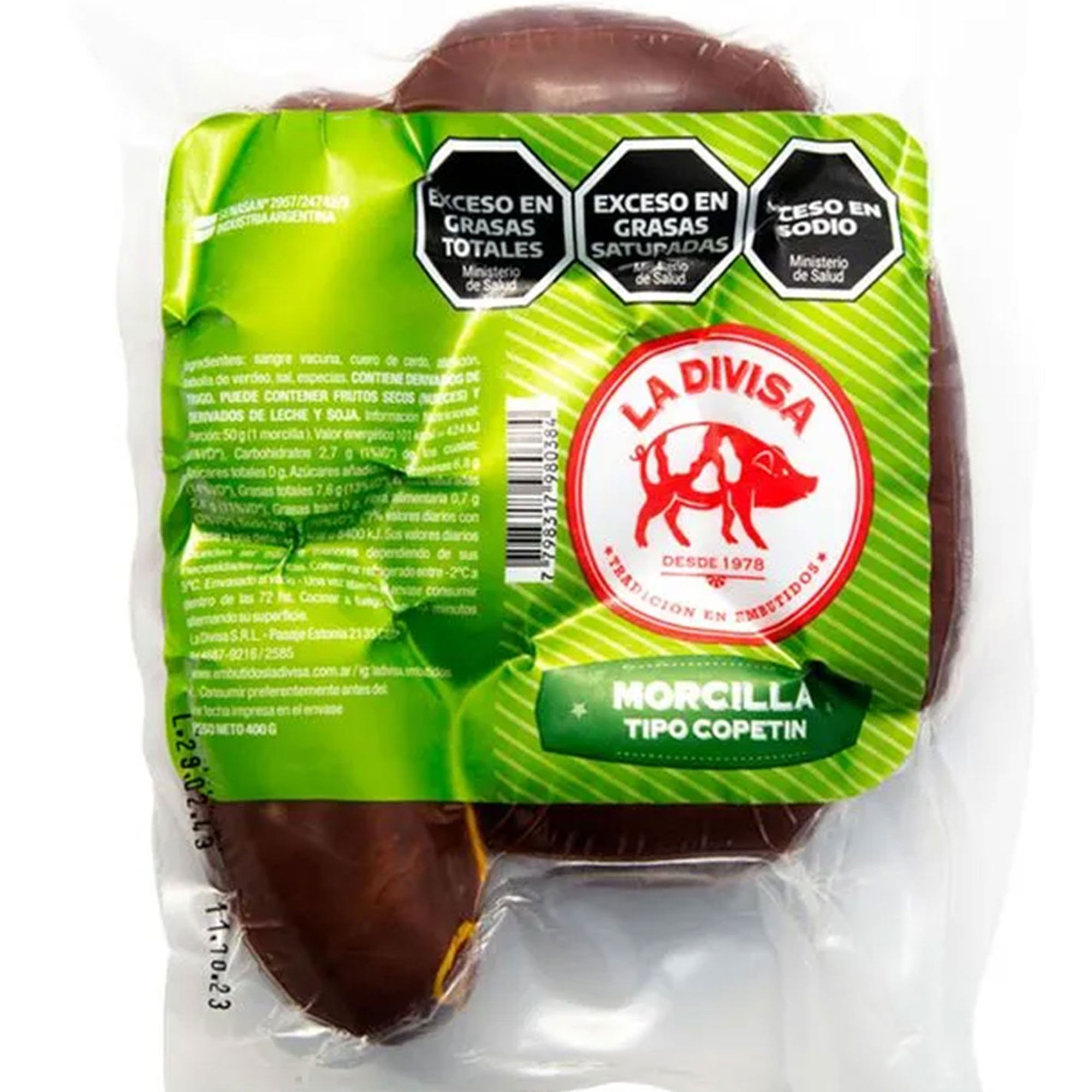 Morcilla copetín al vacio La Divisa 400 grs