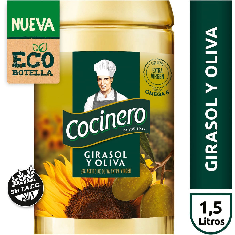 Aceite mezcla Cocinero girasol oliva pet 1.5 l.