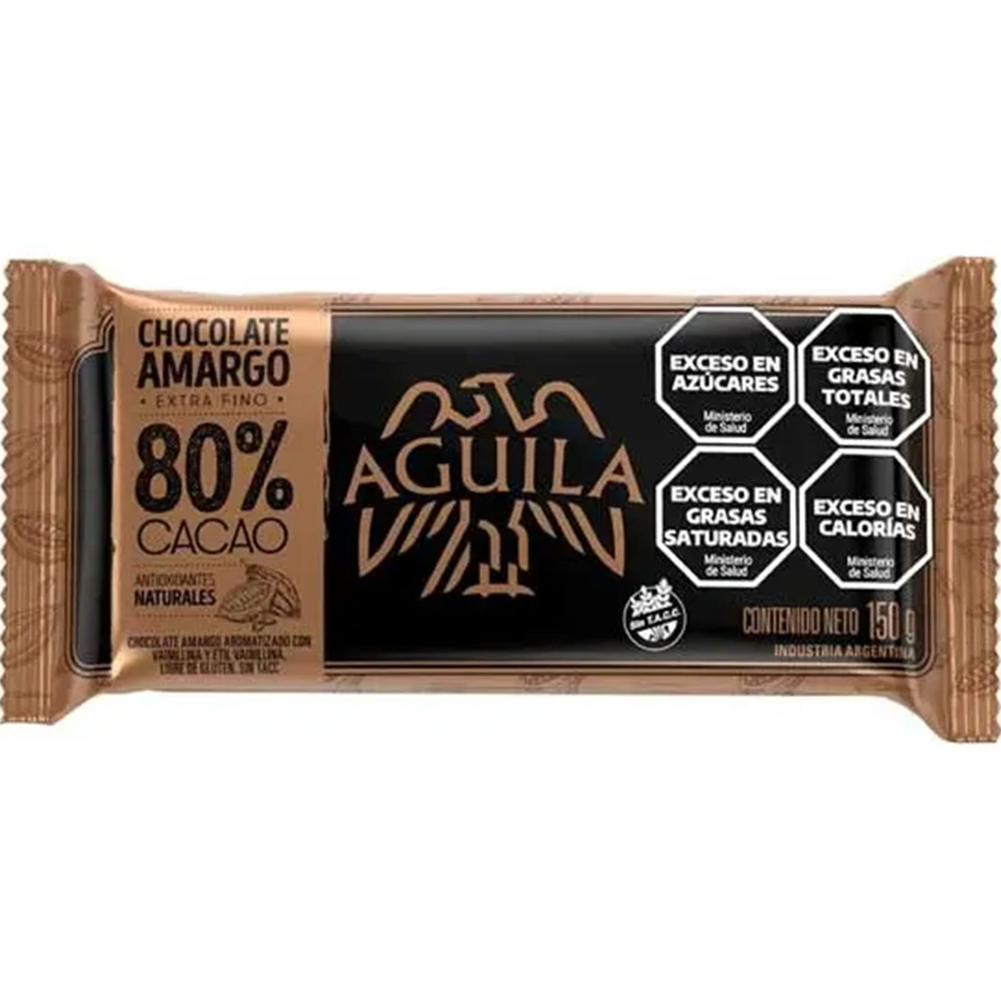 Tableta de chocolate amargo 80% cacao Aguila 130 grs
