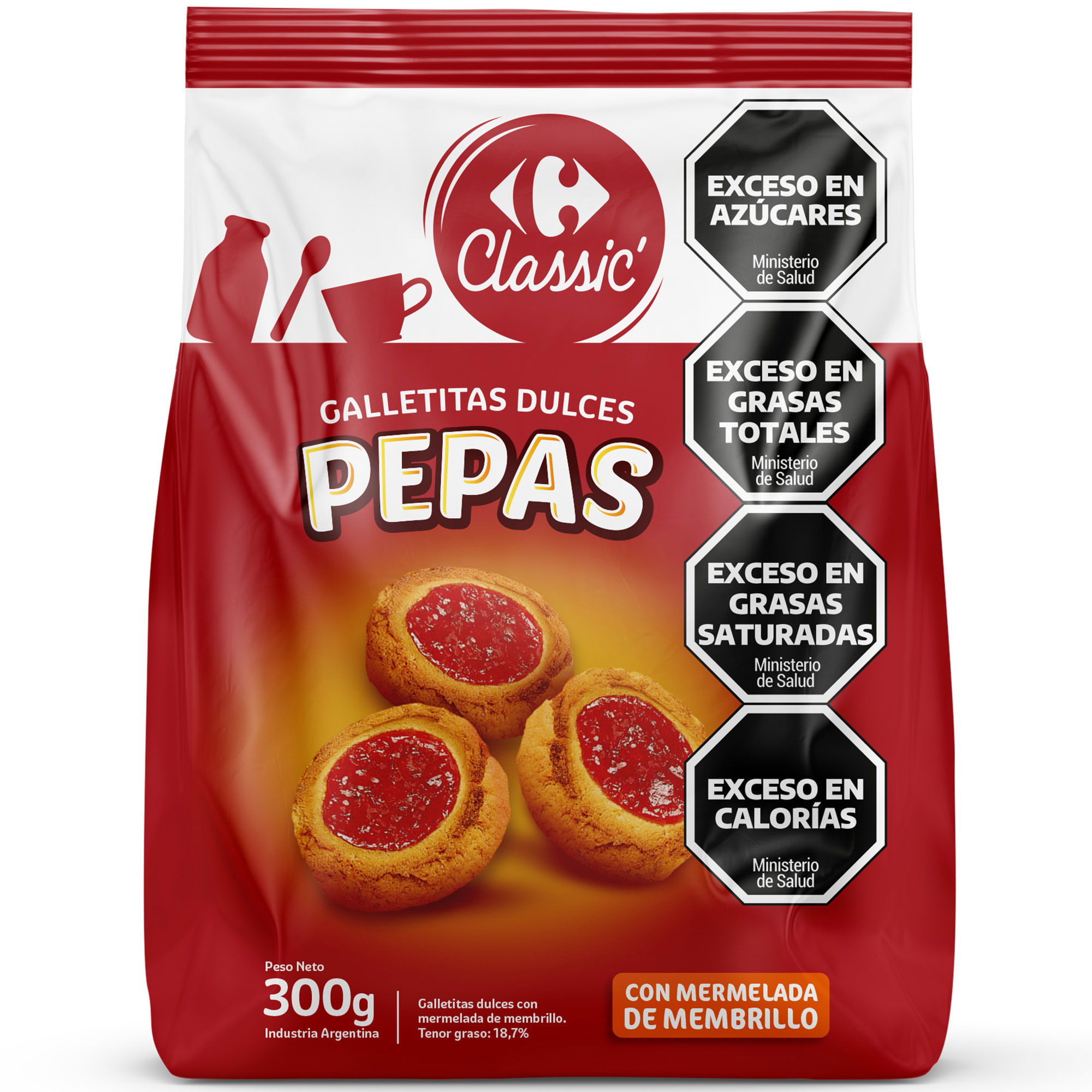 Galletitas pepas Carrefour classic 300 g.