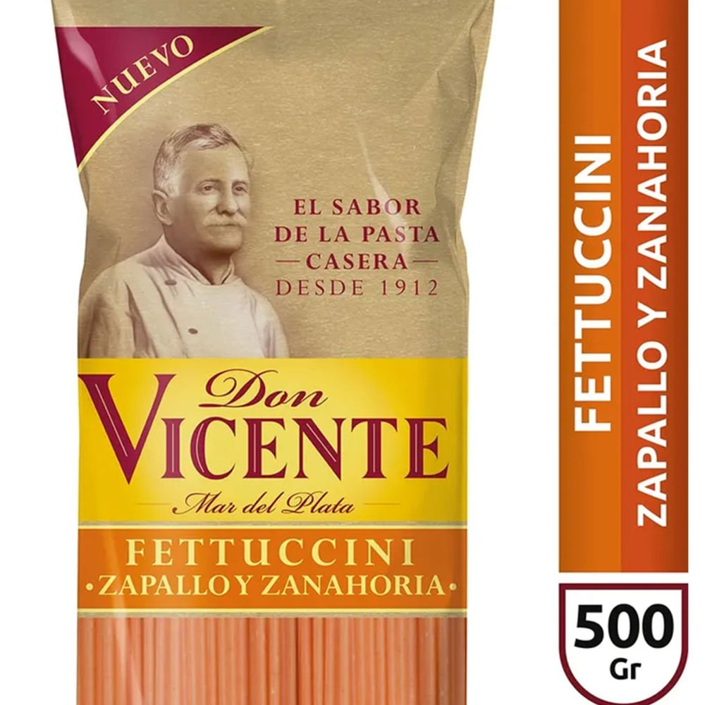 Fideos fettuccini Don Vicente de zapallo y zanahoria 500 grs.