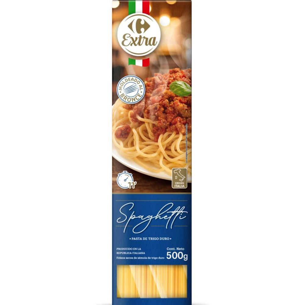 Fideos spaguetti Carrefour Extra en caja 500 grs