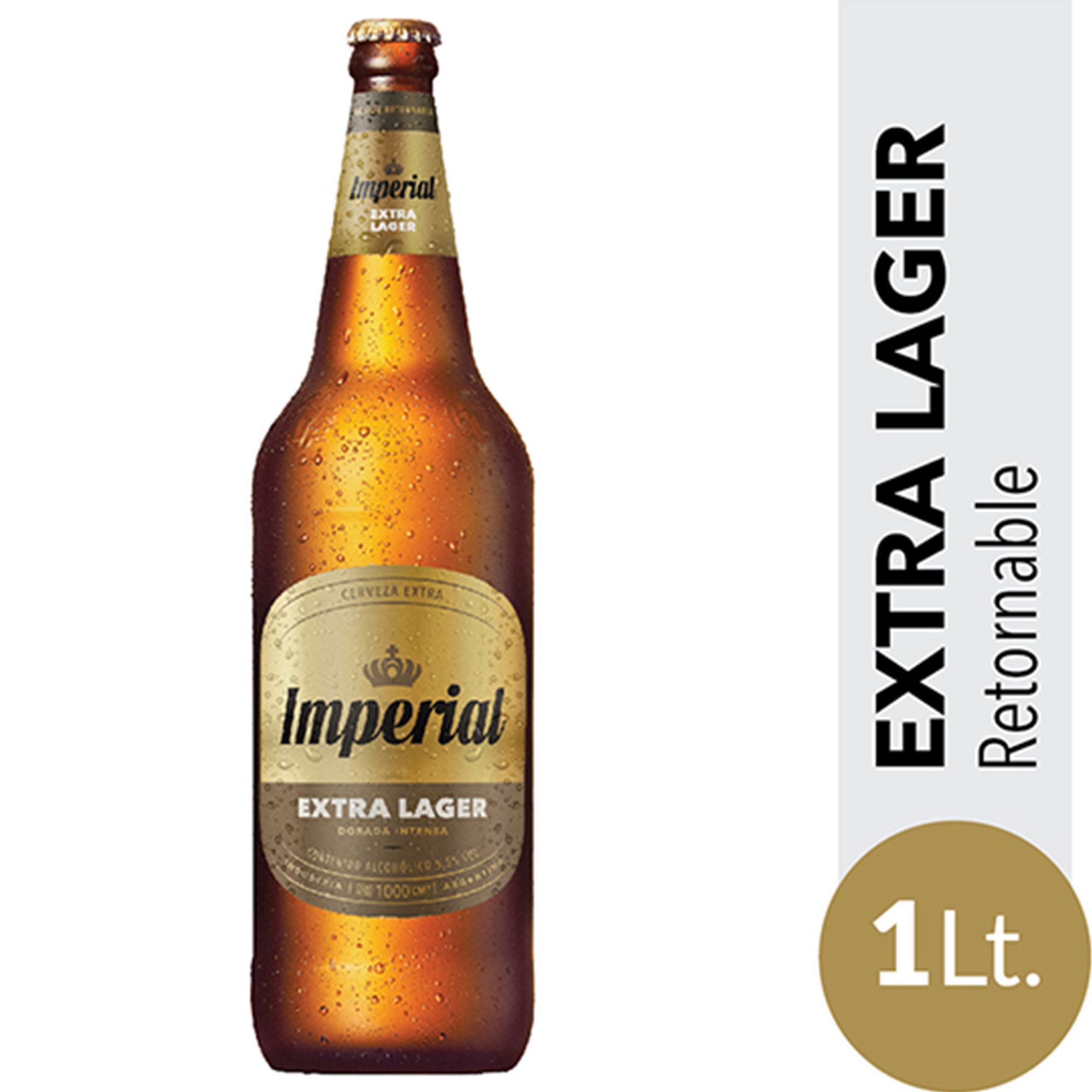 Cerveza rubia lager Imperial en botella retornable 1 lt.