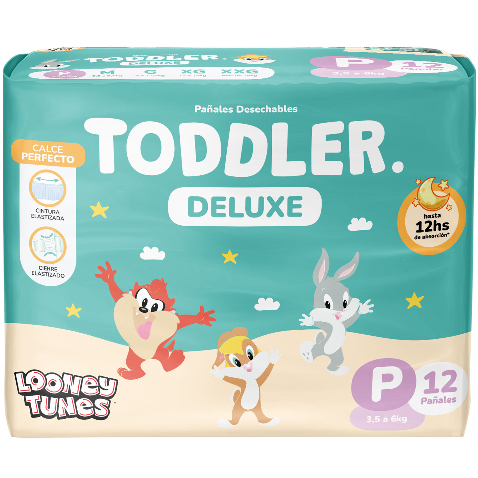Pañales Toddler Deluxe Talle P 12 uni - Hasta 12 Horas de Absorción
