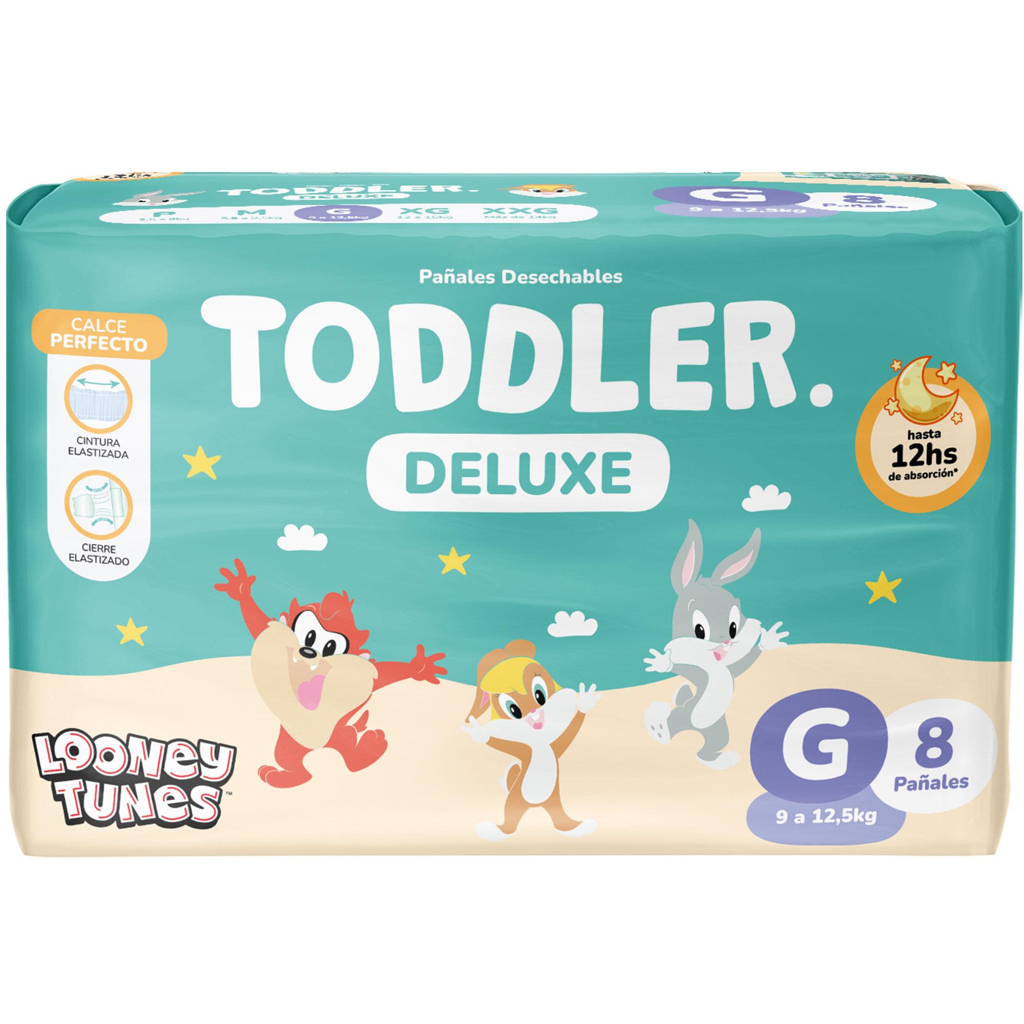 Pañales Toddler Deluxe Talle G 8 uni - Hasta 12 Horas de Absorción