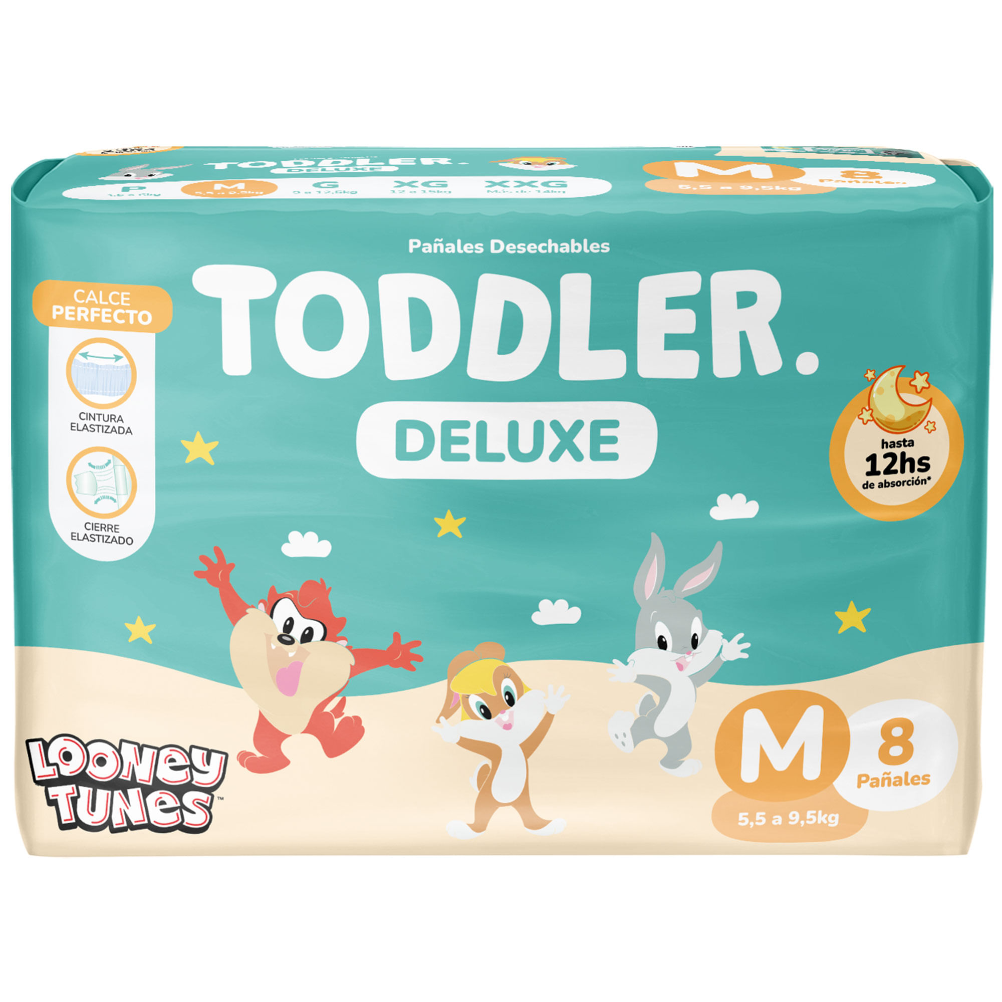 Pañales Toddler Deluxe Talle M 8 uni - Calce Perfecto y Hasta 12 Horas
