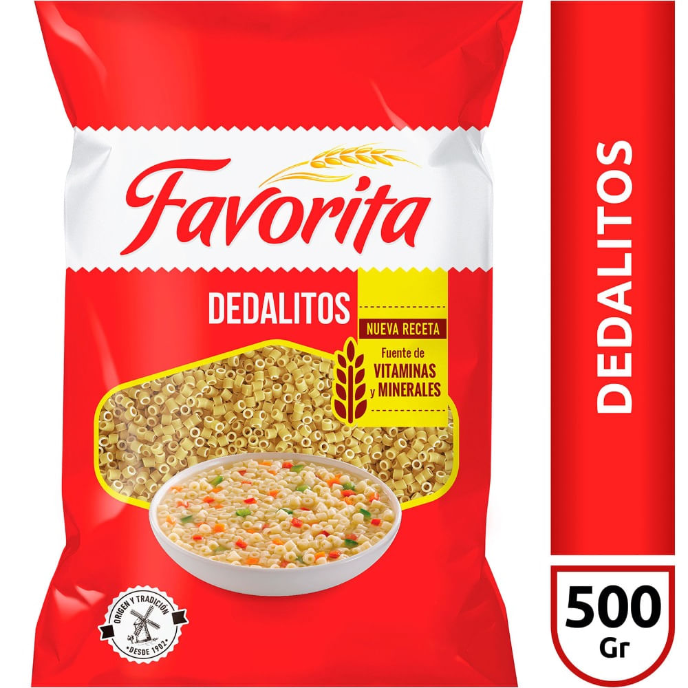 Fideos dedalitos Favorita bolsa 500 g.