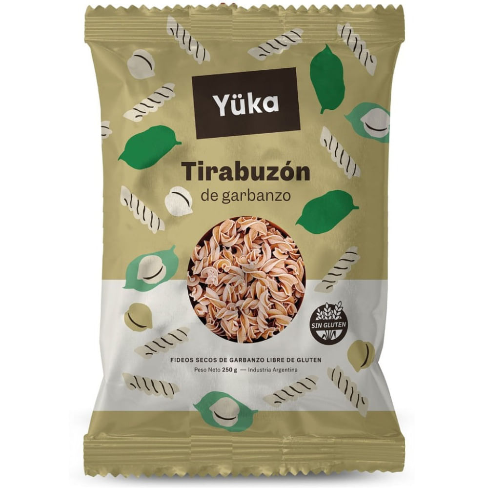 Fideos sin tacc tirabuzón de garbanzo Yuka 250 g.