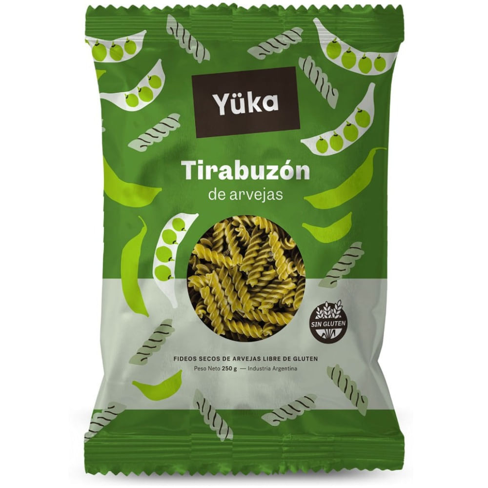 Fideos sin tacc tirabuzón de arveja Yuka 250 g.