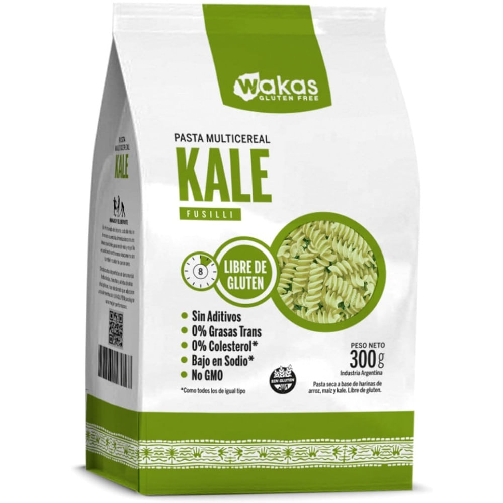 Fideos multicereal sin tacc Wakas fusilli kale 300 grs