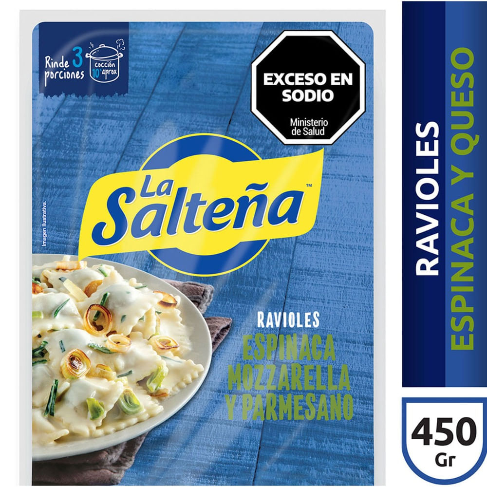 Ravioles La salteña de espinaca y muzzarella 450 g.