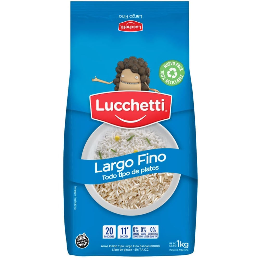 Arroz largo fino 00000 Lucchetti 1 kg.