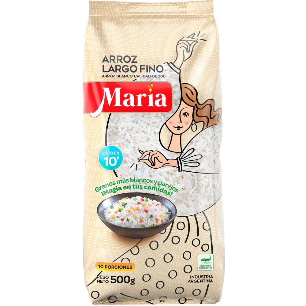 Arroz largo fino Maria 00000 500 g.