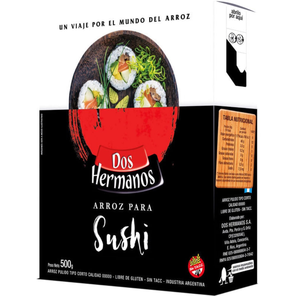Arroz sushi Dos Hermanos 500 g.