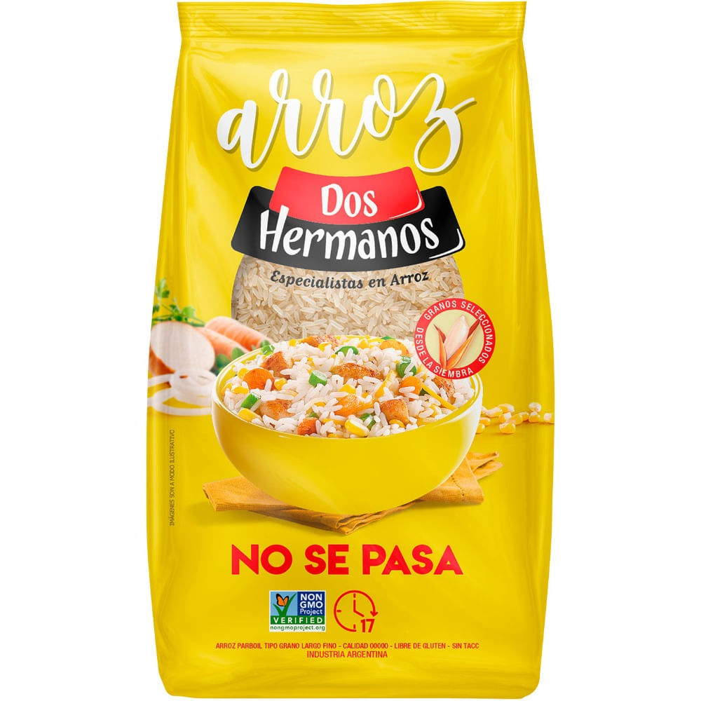 Arroz parboil Dos Hermanos bolsa 1 kg.