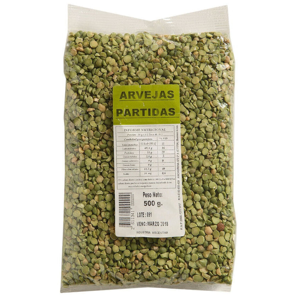 Arvejas secas partidas 500 g.