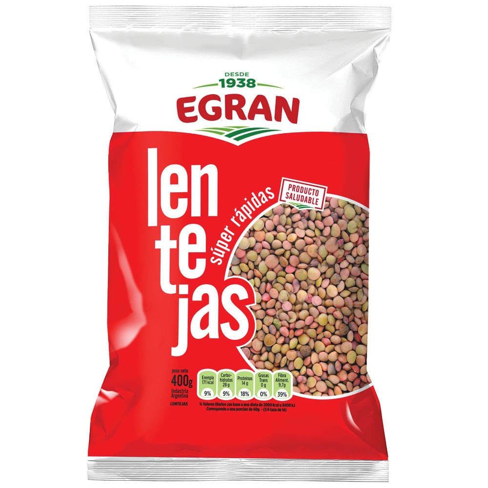 Lentejas secas Egran Bolsa 400 g.