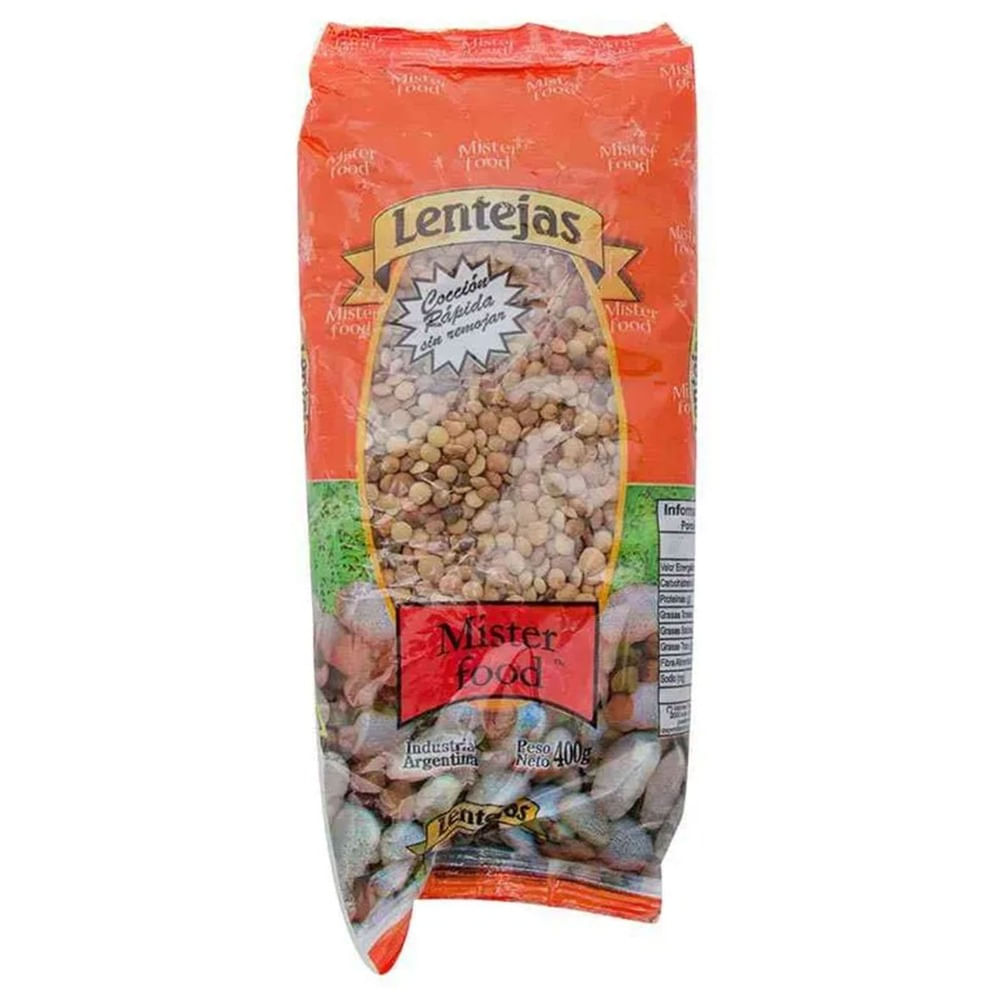Lentejas Mister Food en bolsa 400 g.
