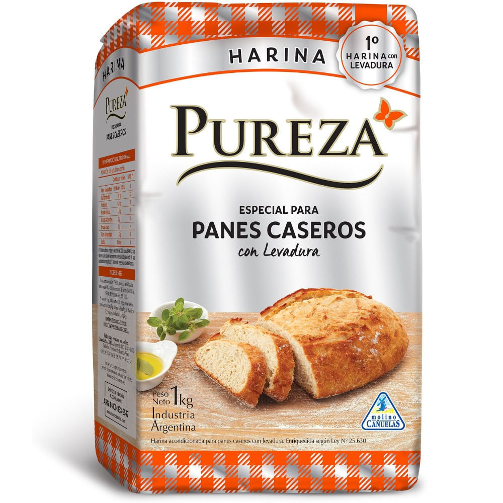 Harina de trigo Pureza con levadura pan casero 1 kg.