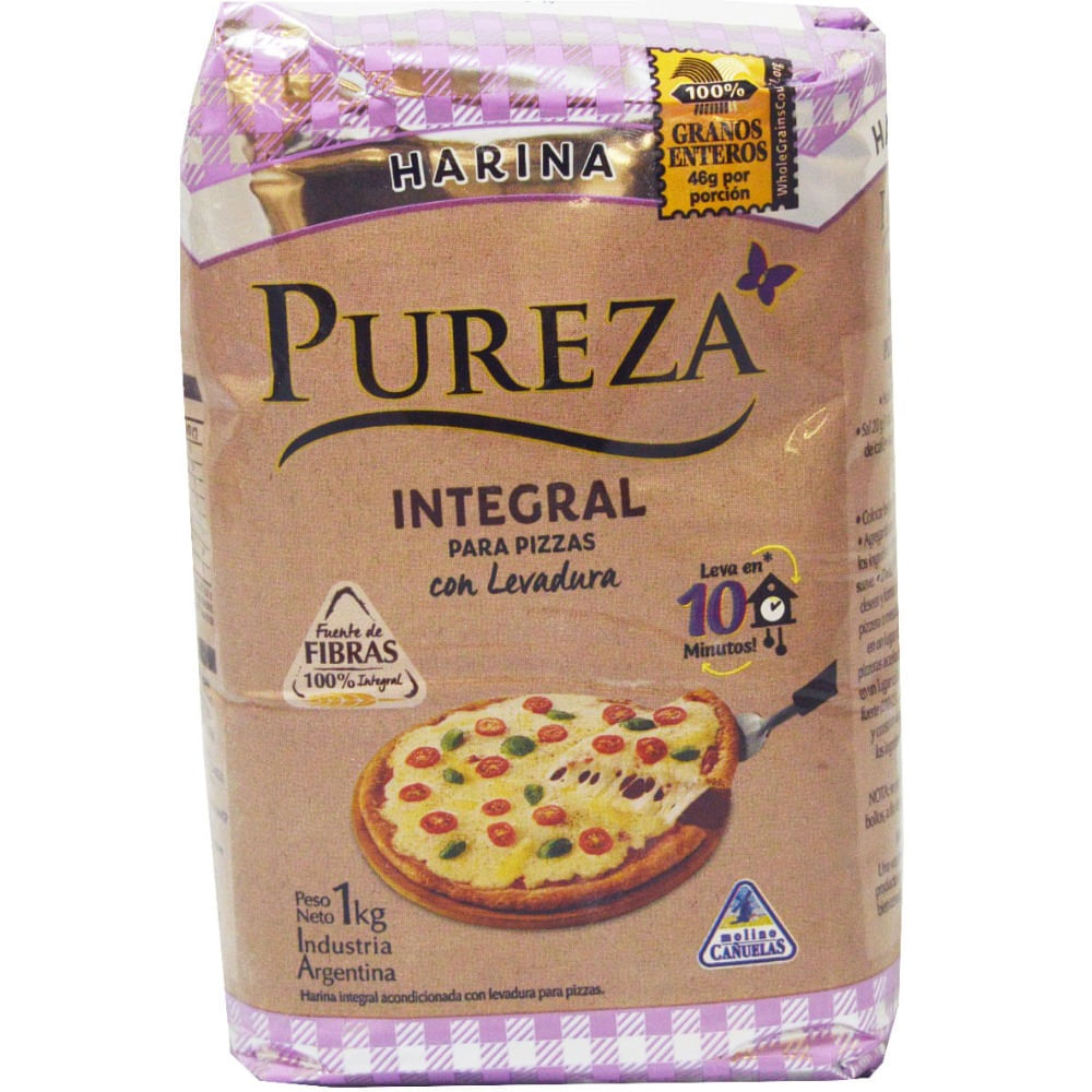 Harina integral Pureza con levadura pizza 1 kg.