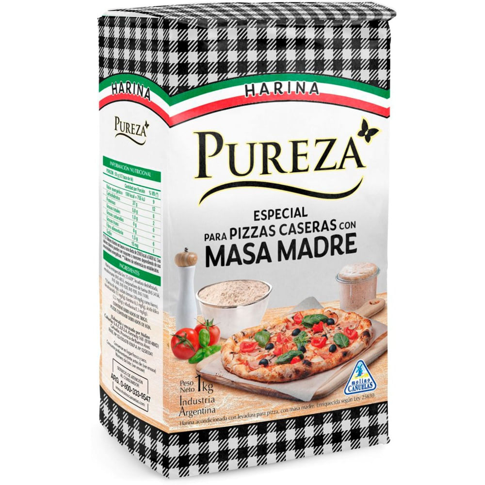 Harina Pureza con masa madre para pizza 1 kg.