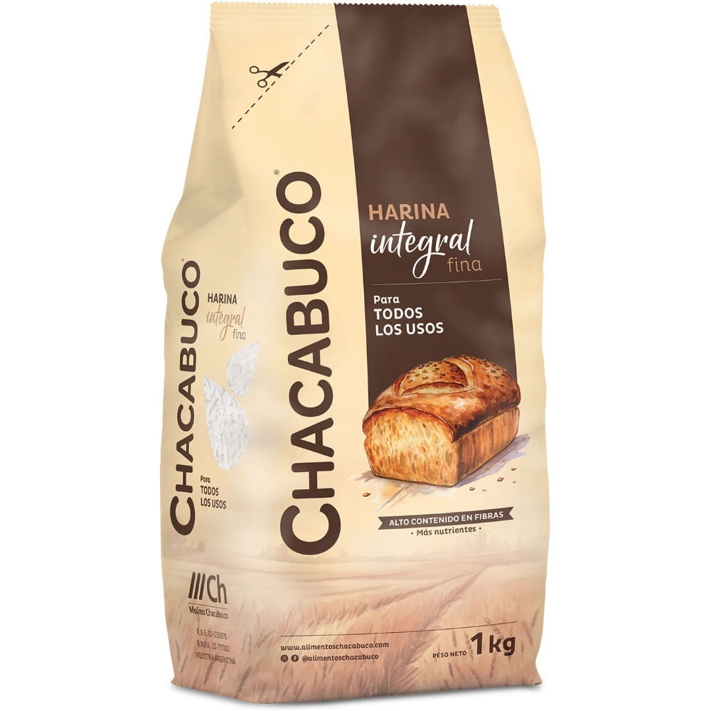 Harina integral fina Chacabuco 1 kg.