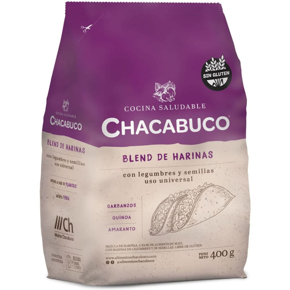 Harina blend de legumbres y semillas Chacabuco sin tacc 400 g.