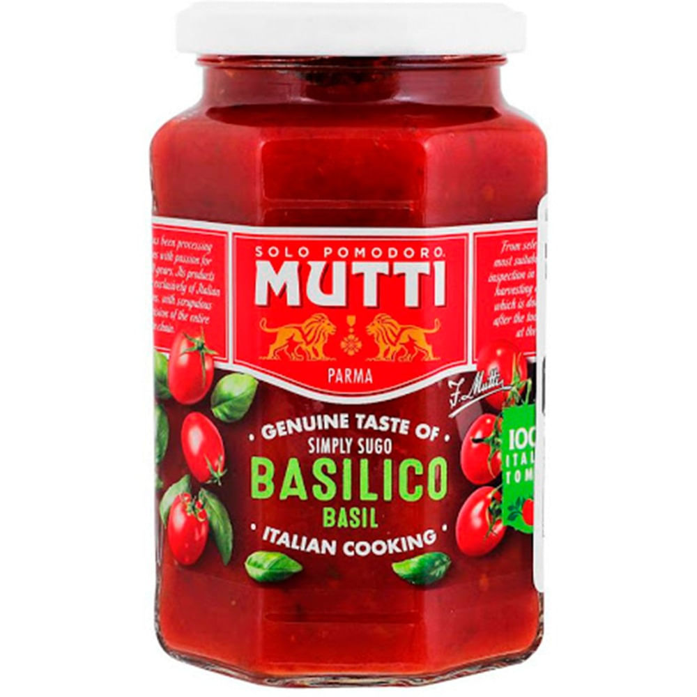 Salsa de tomate basílico Mutti frasco 400 g.
