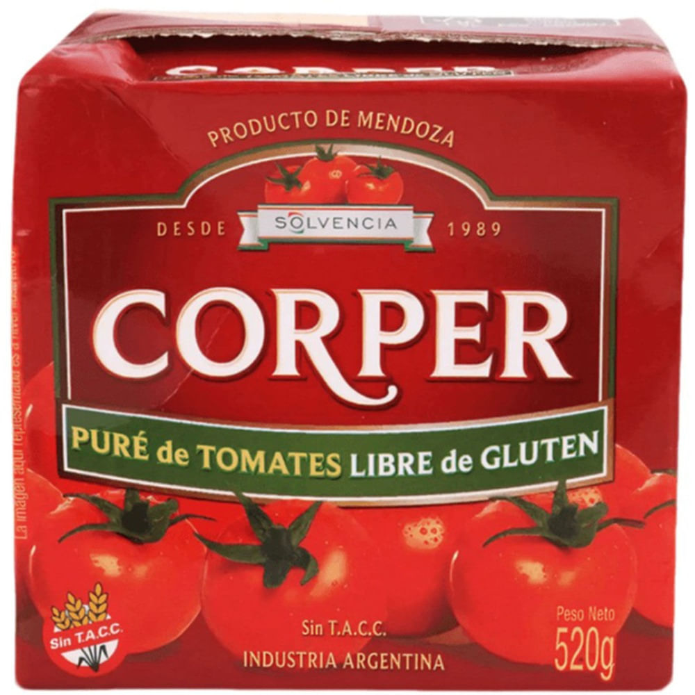 Puré de tomate Corper sin gluten 520 grs