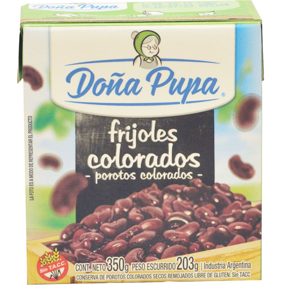 Porotos colorados secos remojados Doña Pupa tetra 340 g.