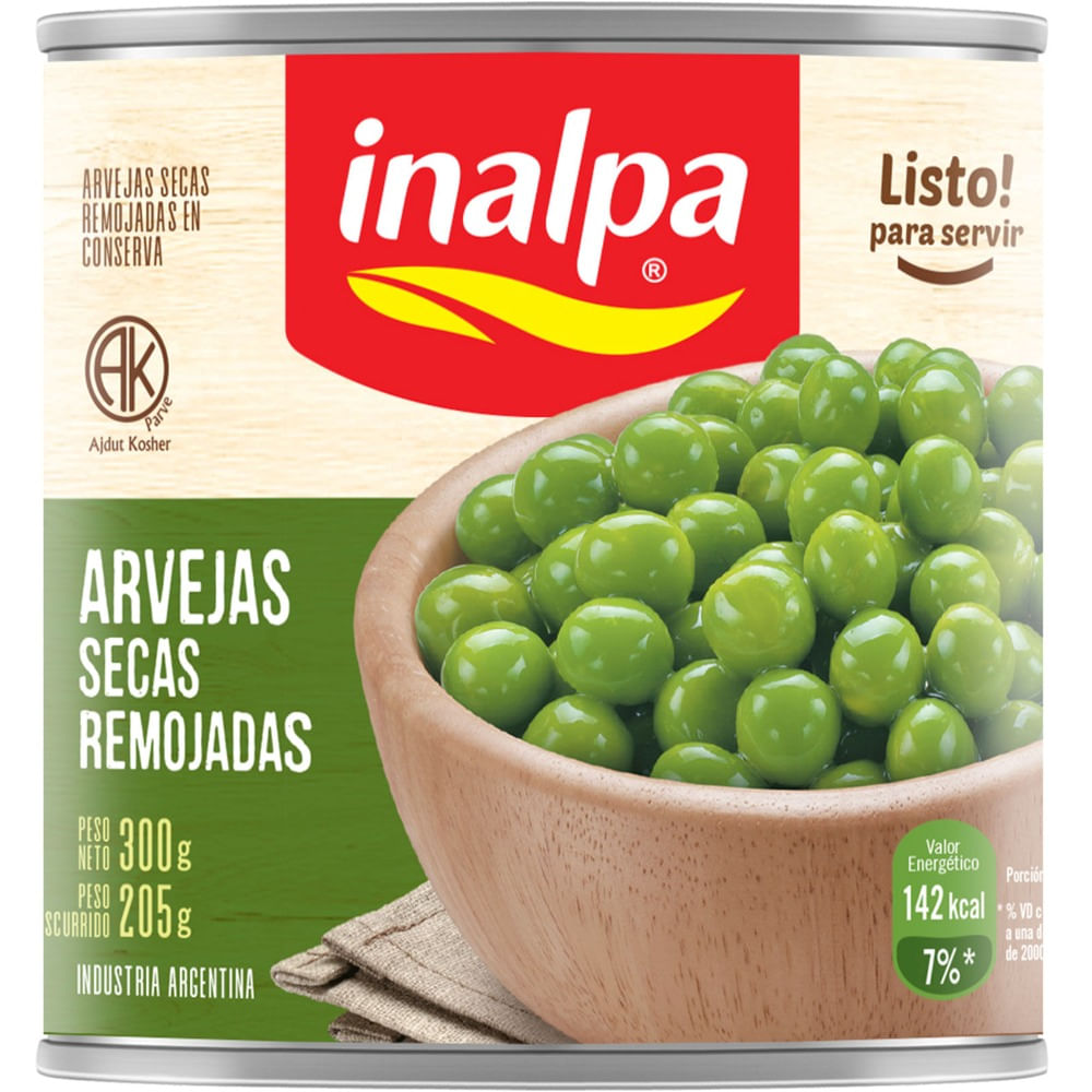 Arvejas secas remojadas Inalpa lata 300 g.