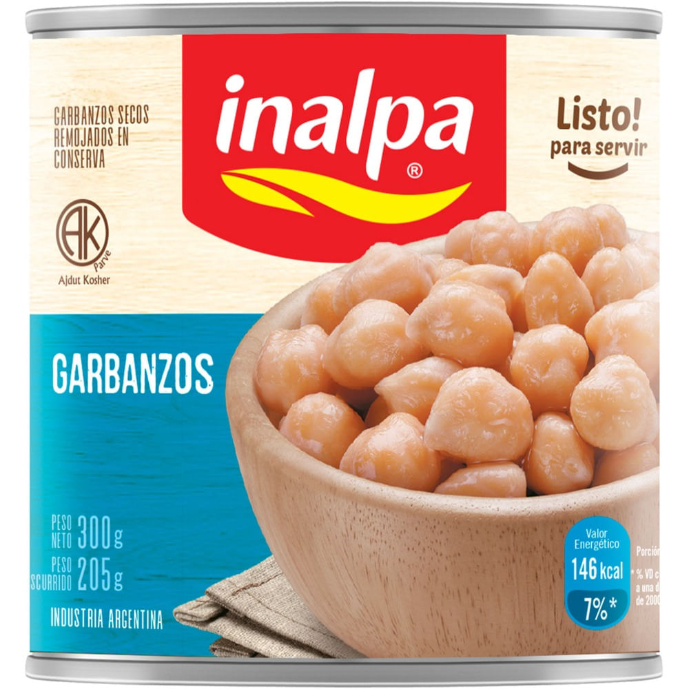 Garbanzos Inalpa secos remojados lata 300 g.