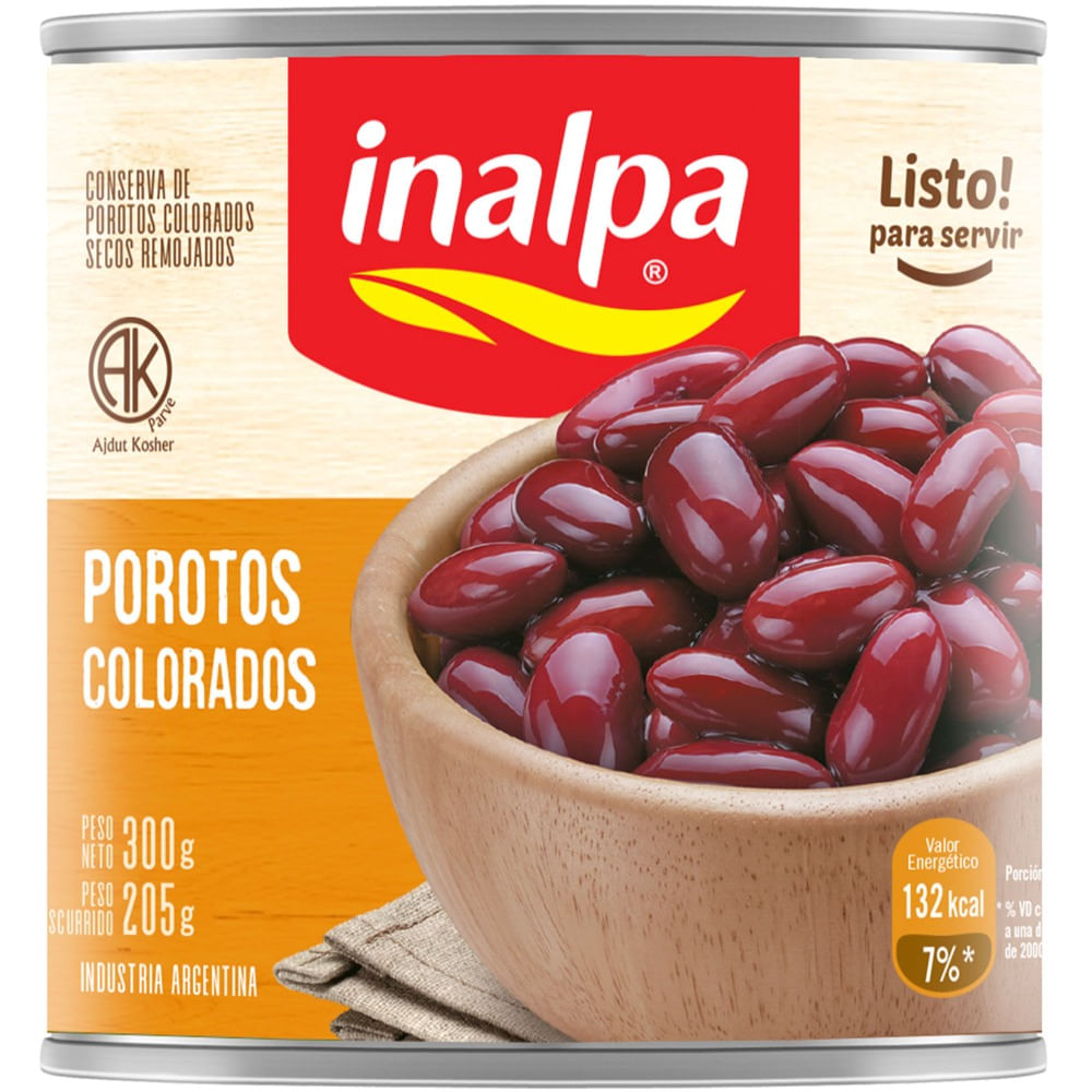 Porotos colorados Inalpa secos remojados 300 g.