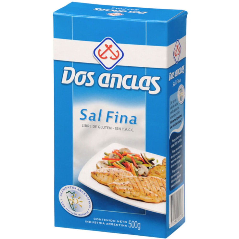 Sal fina Dos Anclas caja 500 g.