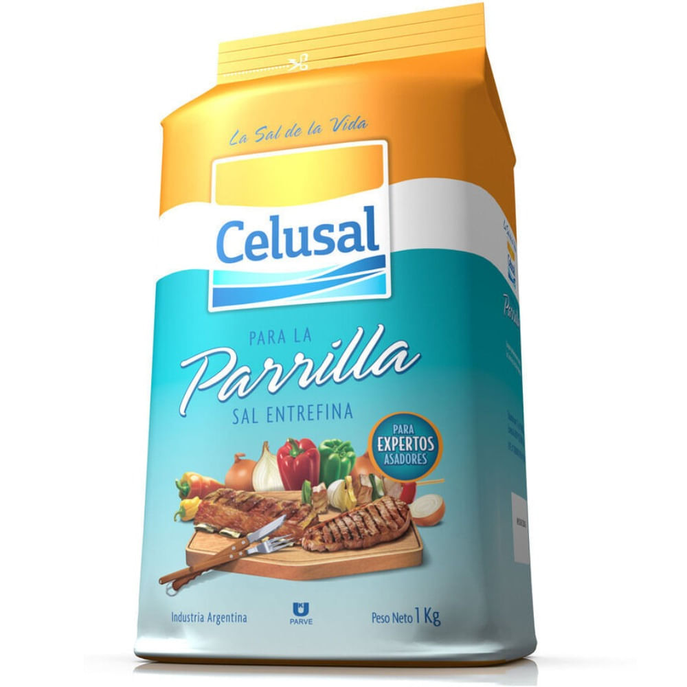 Sal entrefina parrillera Celusal paquete 1 kg