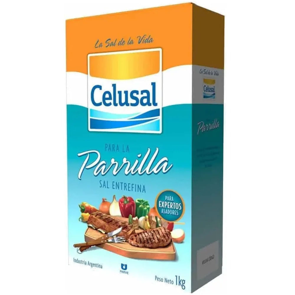Sal entrefina parrillera Celusal caja 1 kg
