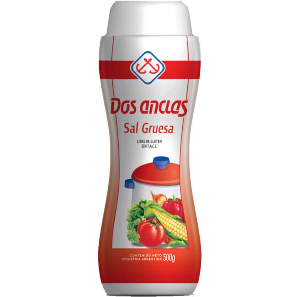 Sal gruesa Dos Anclas salero 500 g.