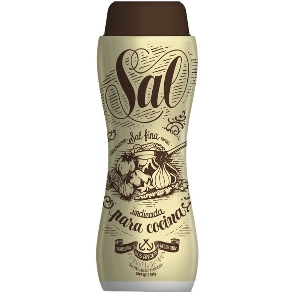 Sal fina Dos Anclas salero 500 g.