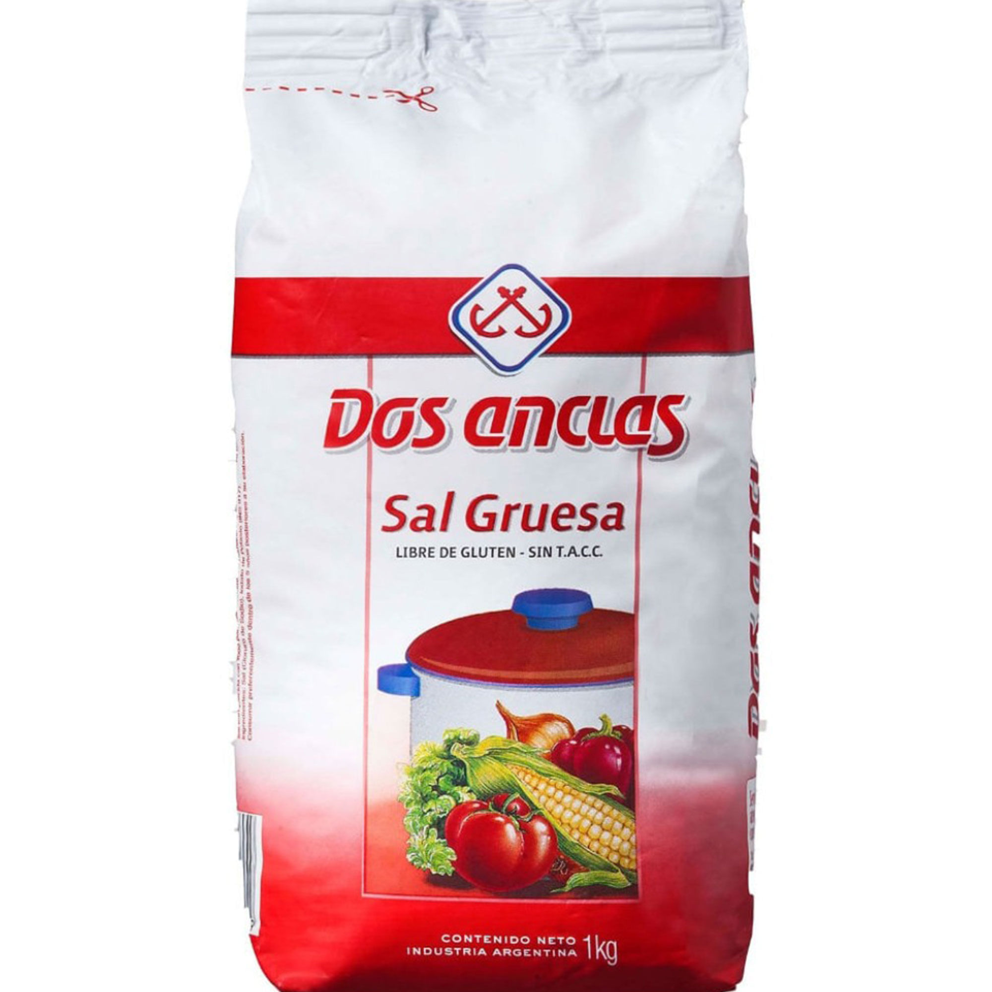Sal gruesa Dos Anclas en paquete 1 kg.
