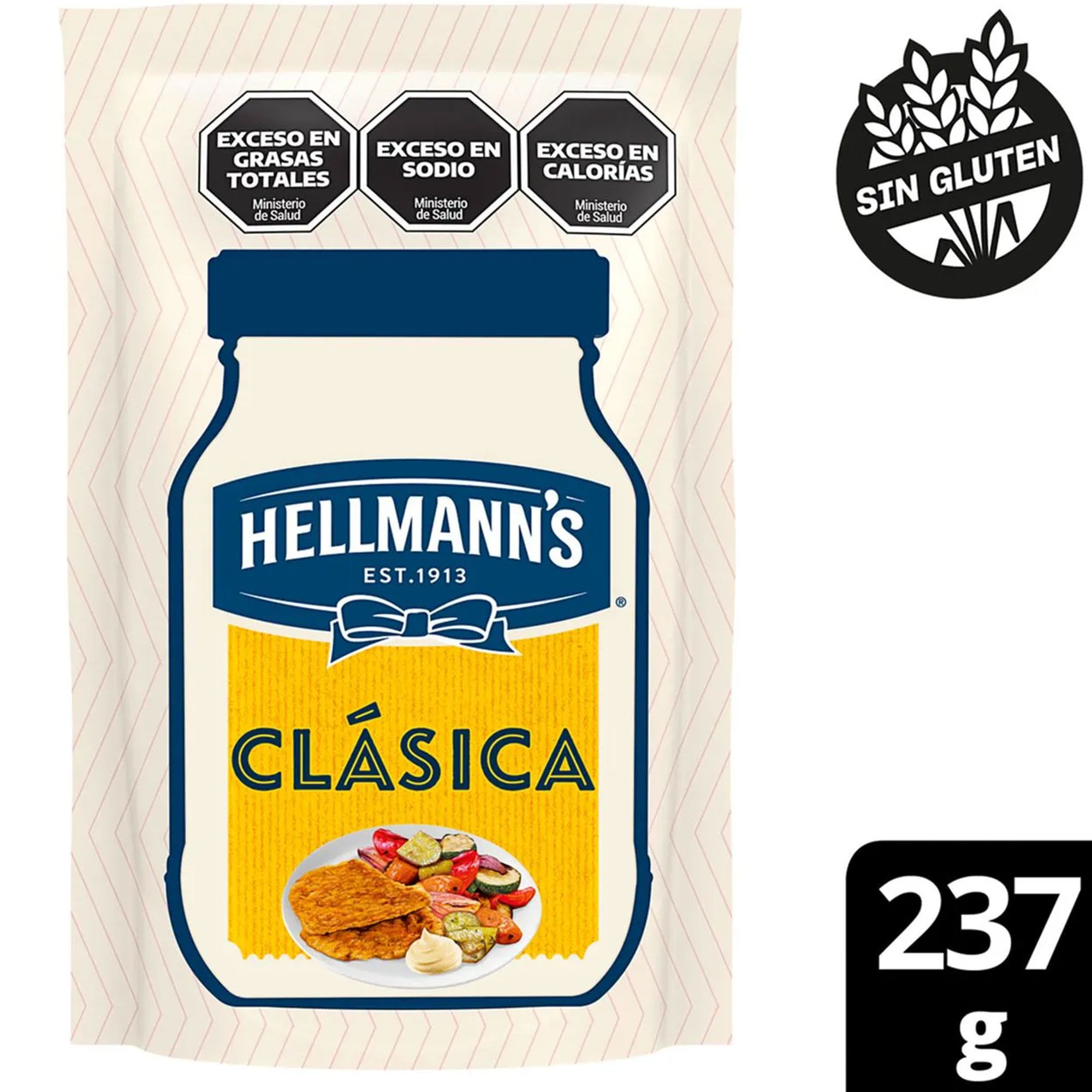 Mayonesa clásica Hellmanns sin tacc doypack 237 g.