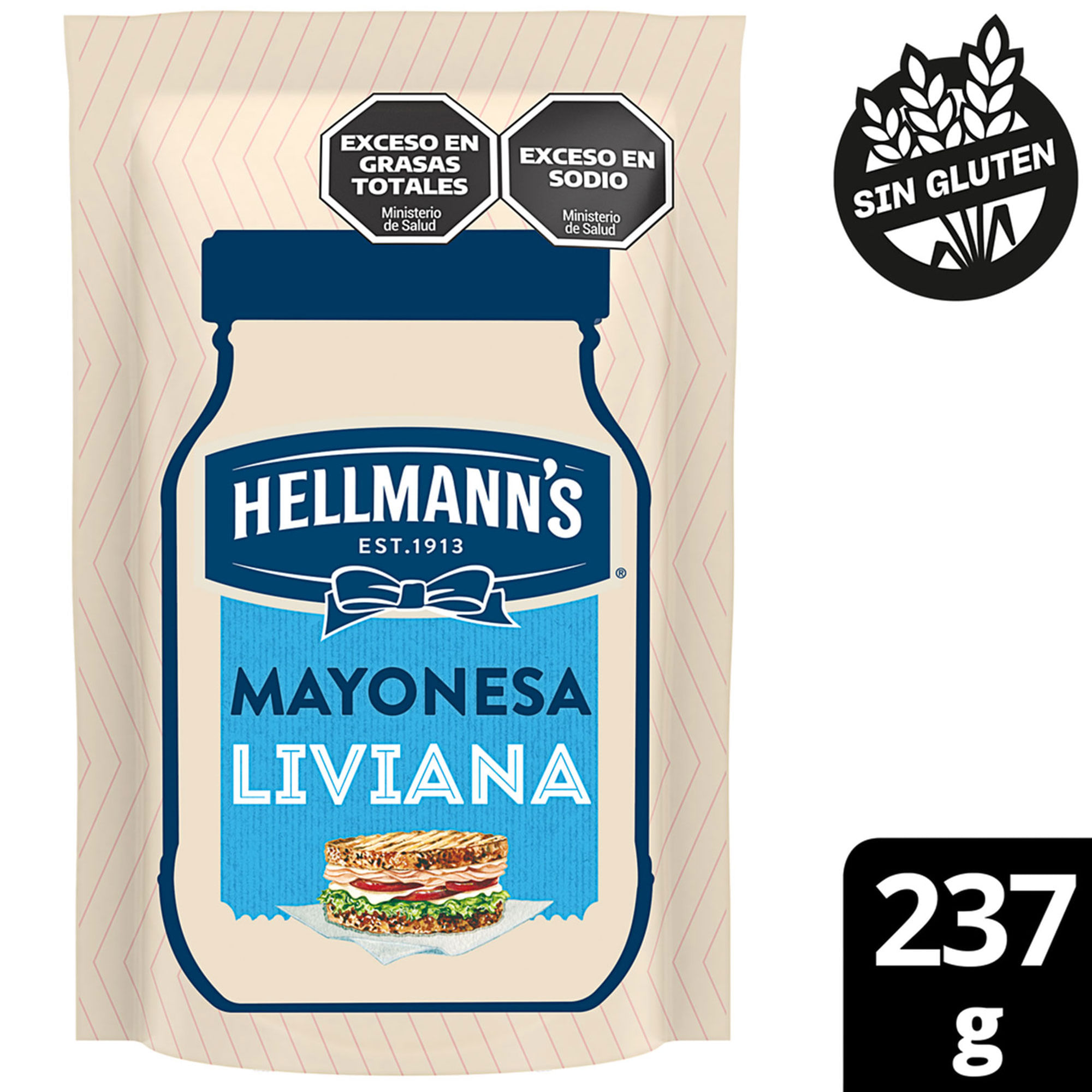 Mayonesa liviana Hellmanns doypack 237 g.