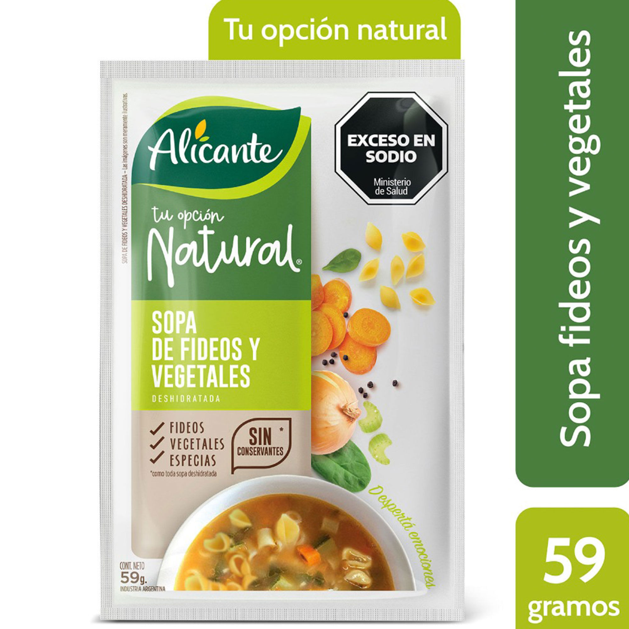 Sopa Alicante fideos con vegetales caja 59 g.