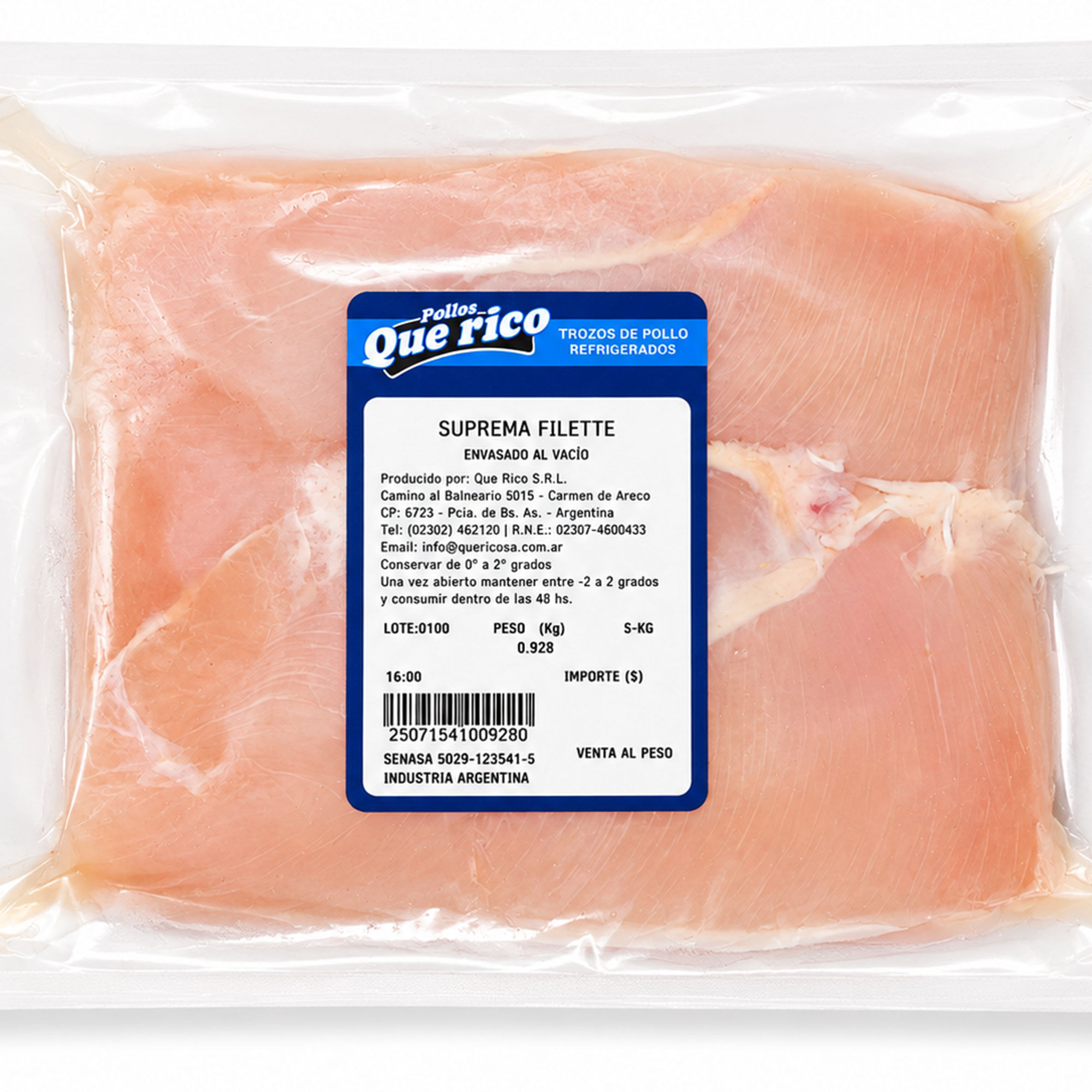 Suprema de pollo al vacio Que Rico x kg