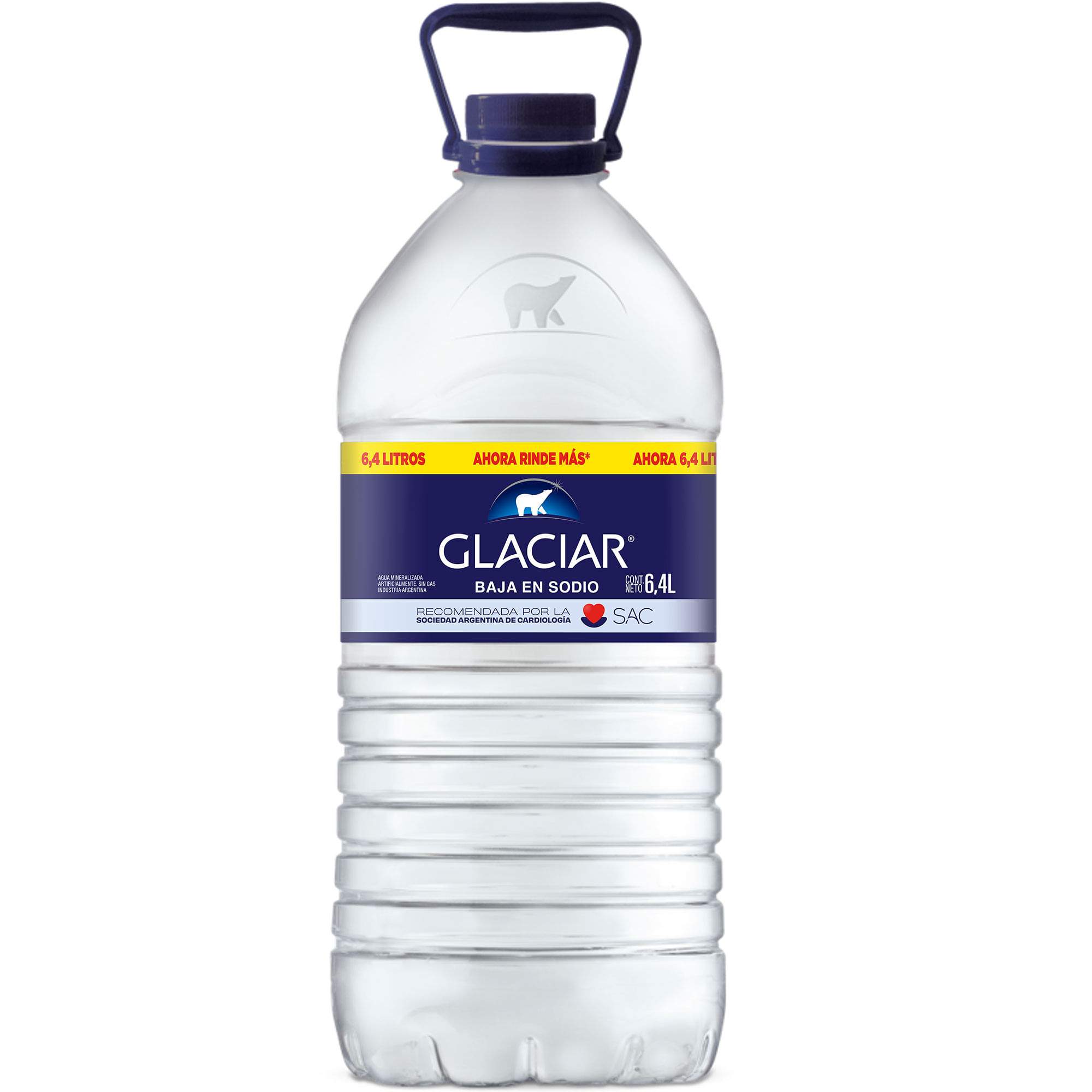 Agua mineral sin gas Glaciar bajo sodio bidón 6.4 lts