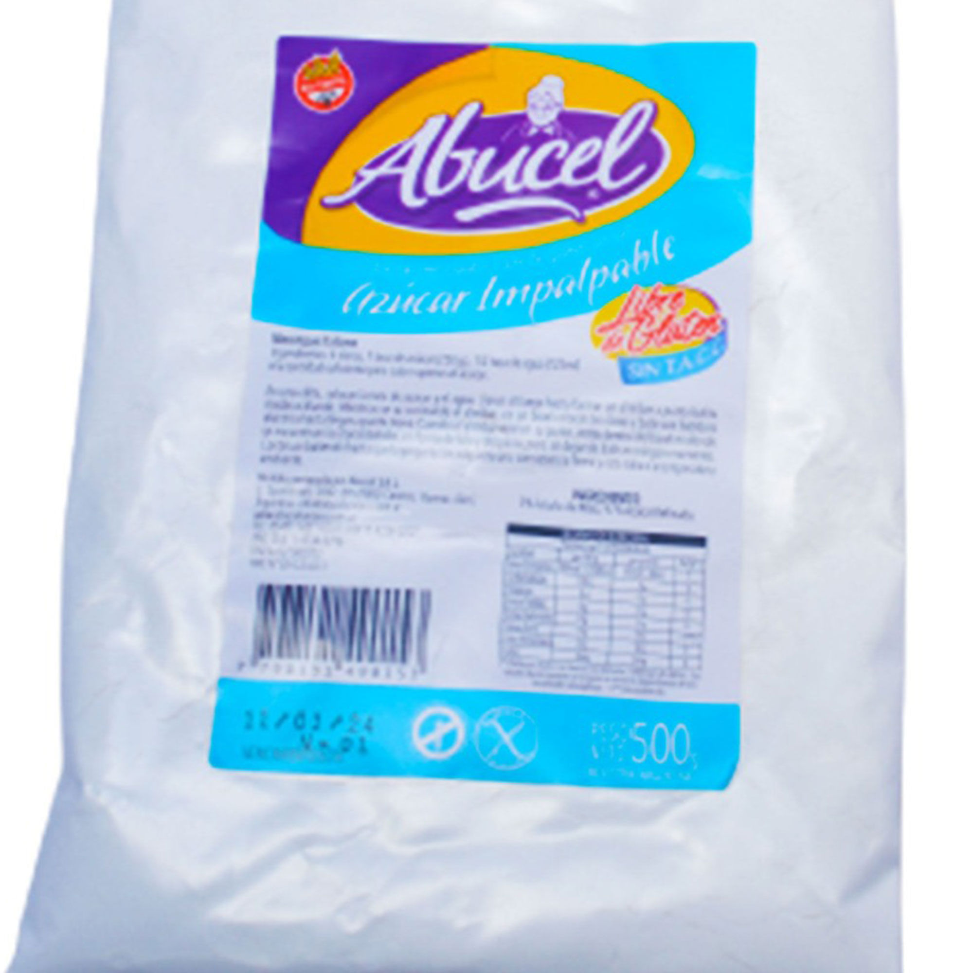 Azúcar impalpable Abucel sin tacc en bolsa 500 g.