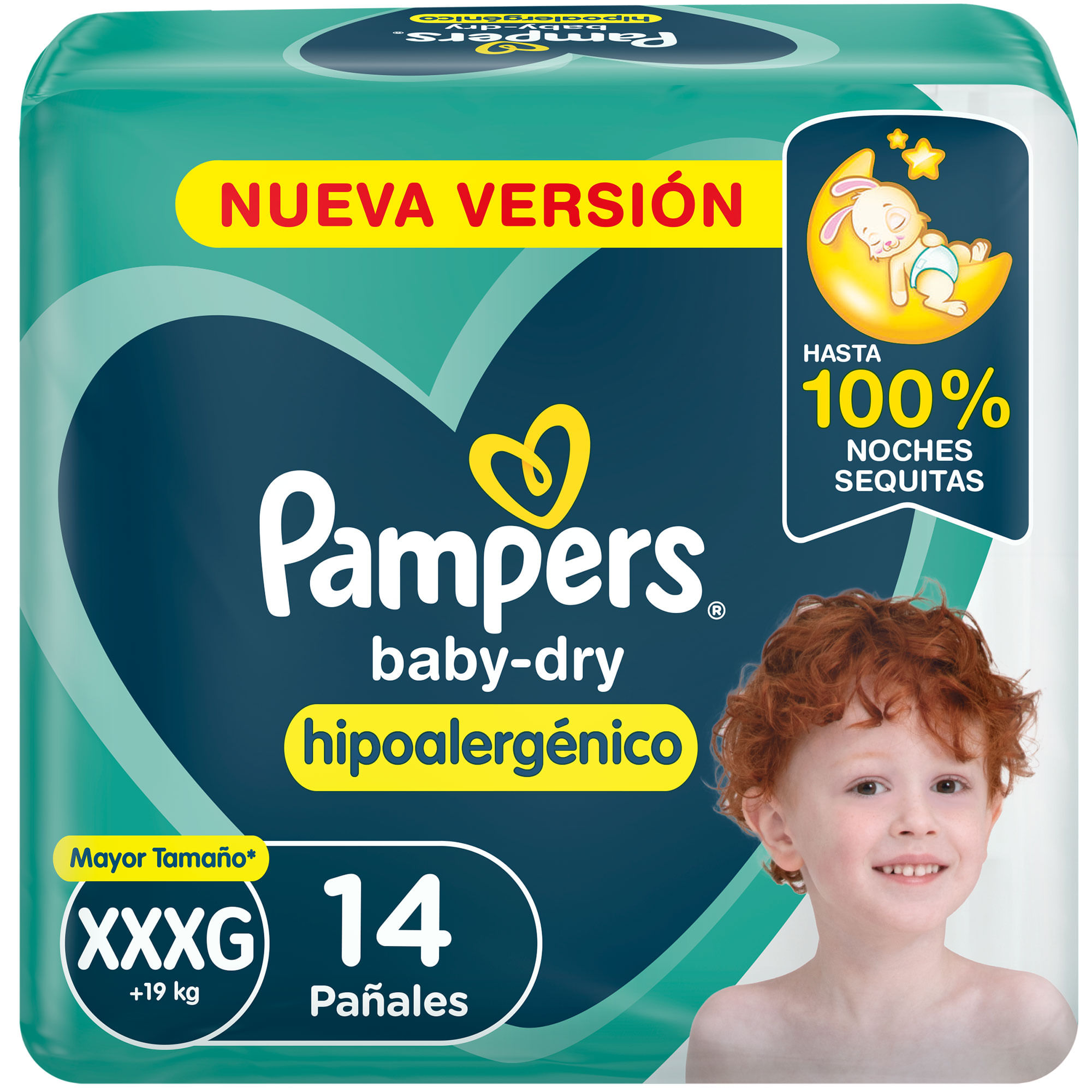 Pañales Pampers Babydry talle XXXG 14 uni