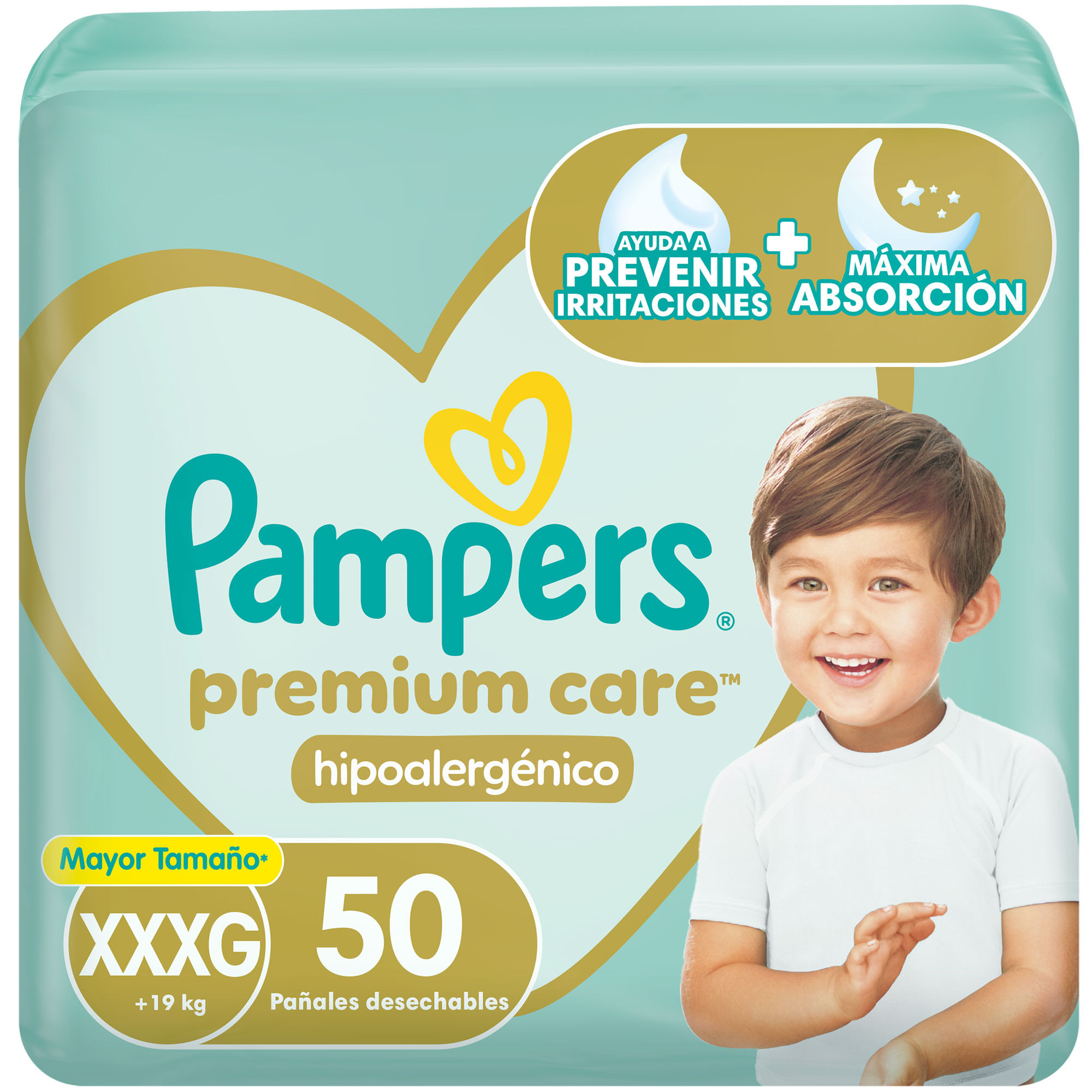 Pañales Pampers Premium Care talle XXXG 50 uni
