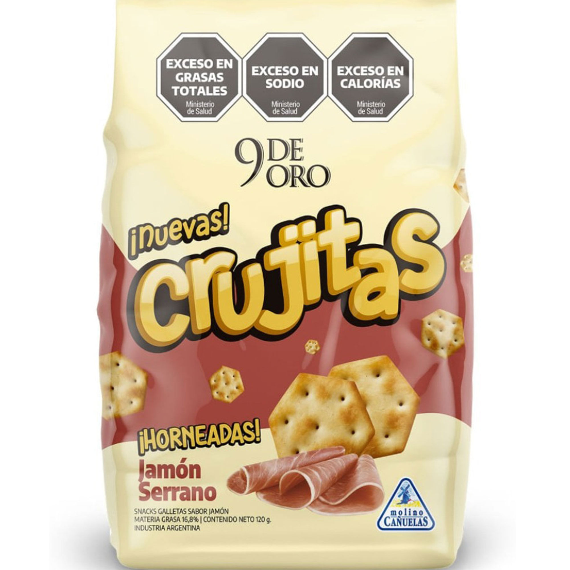 Galletitas snack Crujitas de jamón serrano fp 120 grs