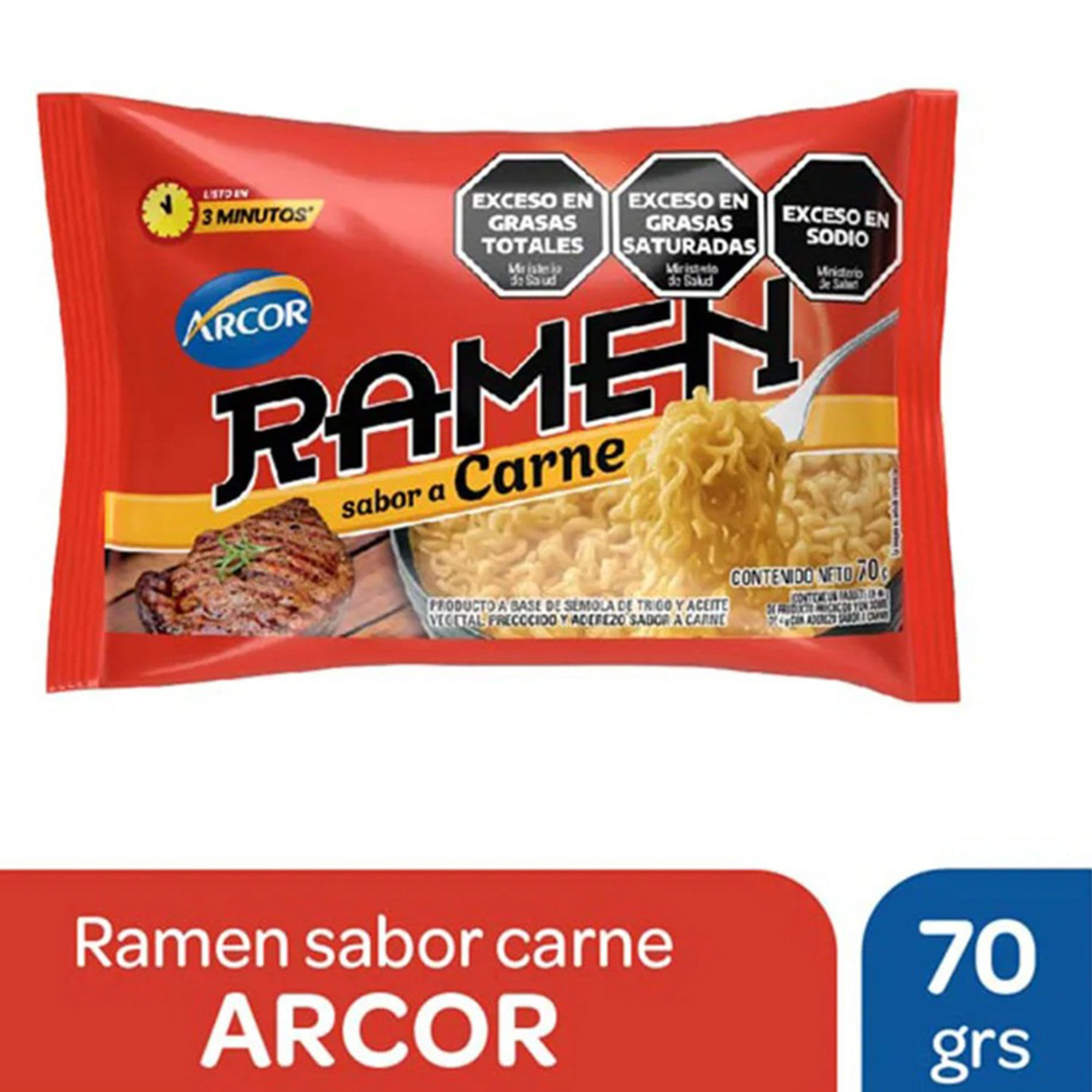 Fideos ramen Arcor sabor carne 70 grs